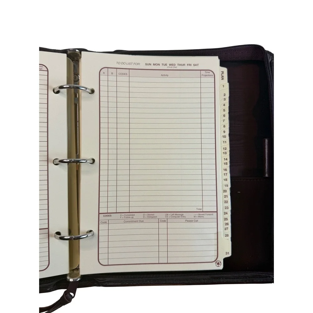 Vtg Professional Burgundy Zippered 3-Ring Binder Organizer Portfolio Inserts YKK